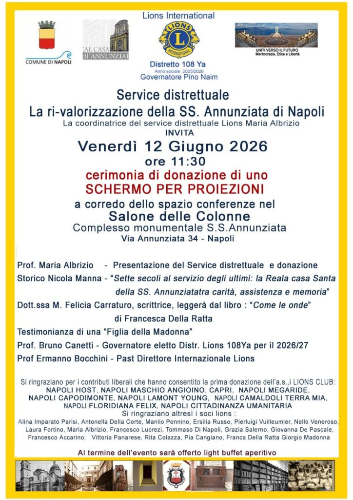 I Lions per la SS. Annunziata: un nuovo tassello nel segno della solidarietà e della cultura